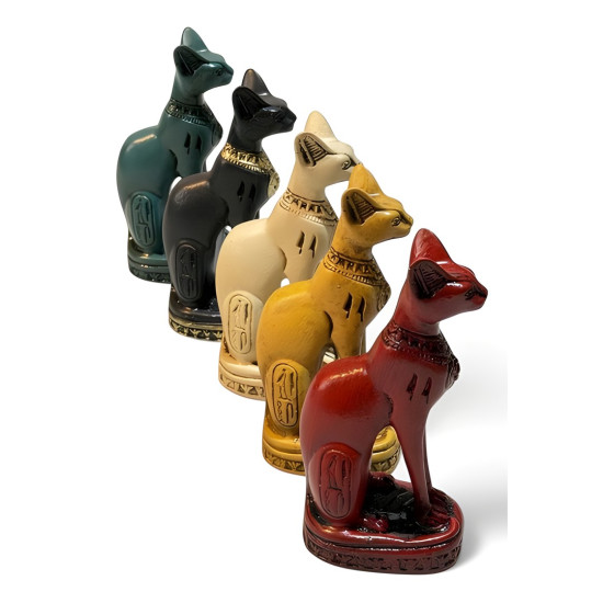 Bastet Kedi Figürü, Mısır Motifli Reçine Biblo