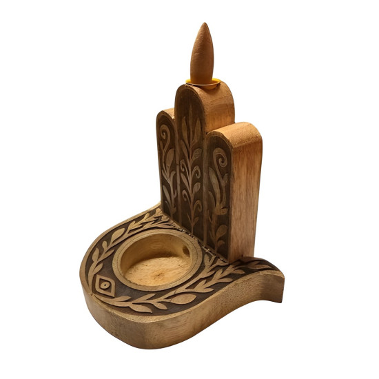 Hamsa Eli Tablalı Ahşap Geri Akışlı Tütsülük
