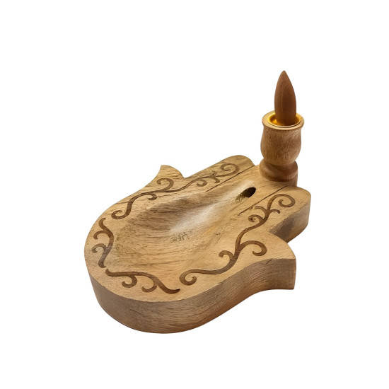 Hamsa Eli Tablalı Ahşap Geri Akışlı Tütsülük