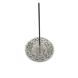 Kabartma Motifli Yuvarlak Metal Çubuk Tütsülük