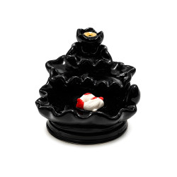 Lotus Tepeli Koi Balıklı Siyah Geri Akışlı Tütsülük Lotus Tepeli Koi Balıklı Siyah Geri Akışlı Tütsülük