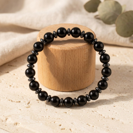 Obsidyen ve Hematit Bileklik, 8 mm