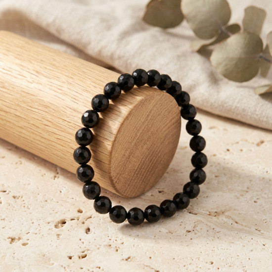Oniks Bileklik, Fasetli, 8 mm