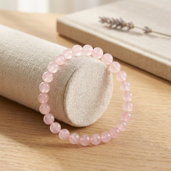 Pembe Kuvars Bileklik, İnce, 6 mm