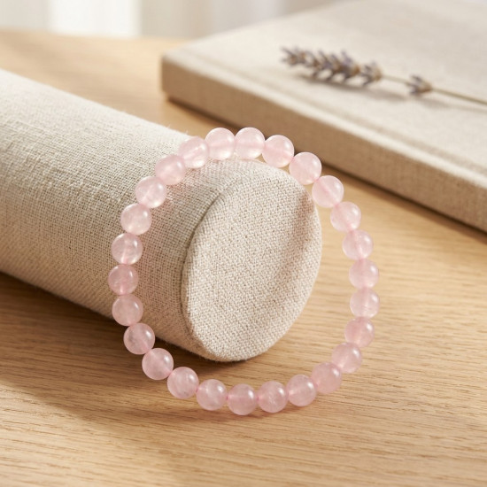 Pembe Kuvars Bileklik, İnce, 6 mm