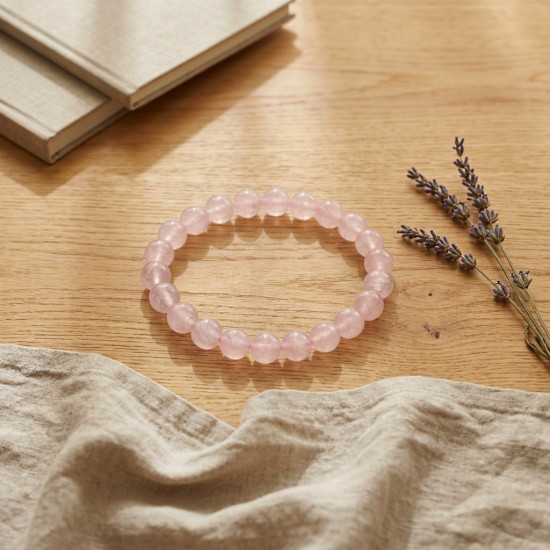 Pembe Kuvars Bileklik, İnce, 6 mm – görsel 2/2