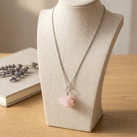 Pembe Kuvars Kolye, Yıldız Uçlu – görsel 2/2